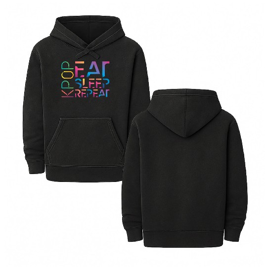 Eat Sleep K Pop Repeat Kpop Korean Hangul Seoul Double Sided Mineral Wash Hoodies