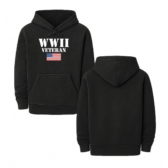 American Patriot Wwii Veteran Military World War 2 Double Sided Mineral Wash Hoodies