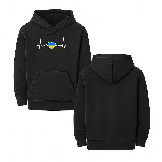 Heartbeat Ukraine Heart Ukrainian Flag Double Sided Mineral Wash Hoodies