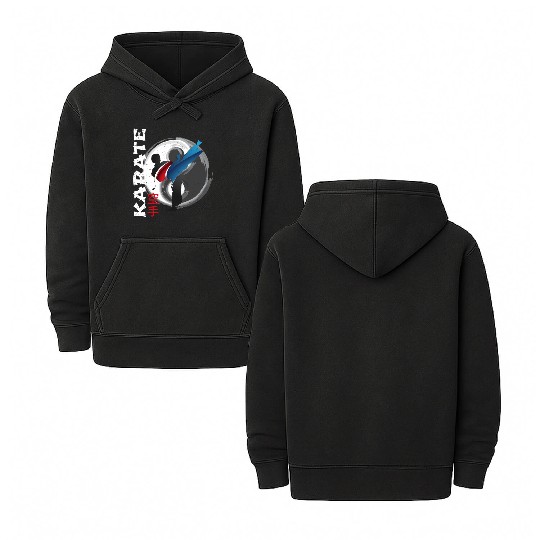 Martial Side Kick Ying Yang Karate Double Sided Mineral Wash Hoodies