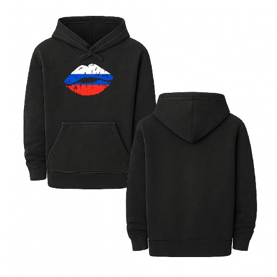 Russian Flag Lips For Russians Russia Double Sided Mineral Wash Hoodies