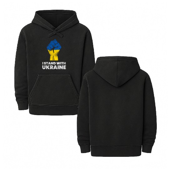 Ukrainian Flag I Stand With Ukraine Flag Double Sided Mineral Wash Hoodies