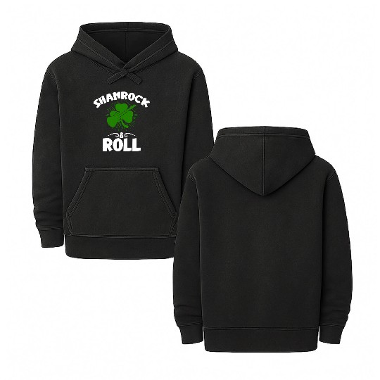 Shamrock Rock And Roll Guitar St Patrick'S Day Double Sided Mineral Wash Hoodies