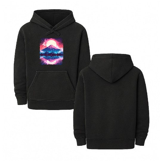 Mount Fuji Vaporwave Aesthetic Japan Sight Volcano Double Sided Mineral Wash Hoodies