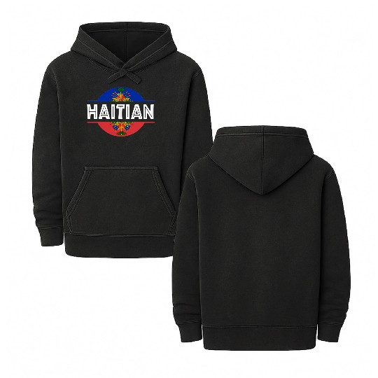 Haitian Flag Haiti Coat Of Arm Ayiti Day Pride Double Sided Mineral Wash Hoodies