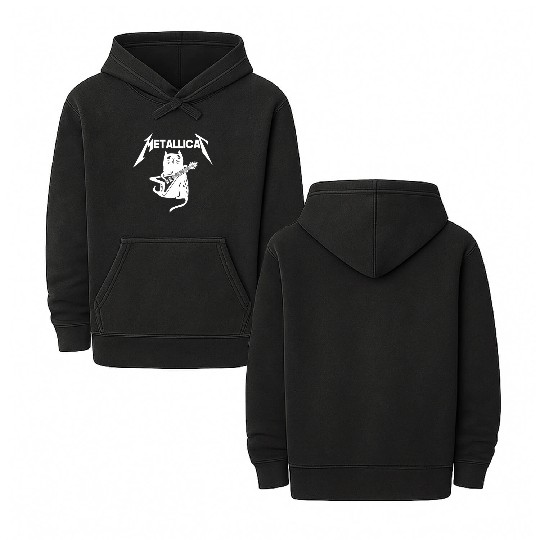 Mettalicat Rock Band Guitar Funny Christmas Double Sided Mineral Wash Hoodies