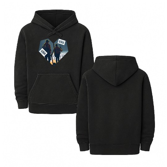 Connected Hearts: A Father Son Design of Love Double Sided Mineral Wash Hoodies