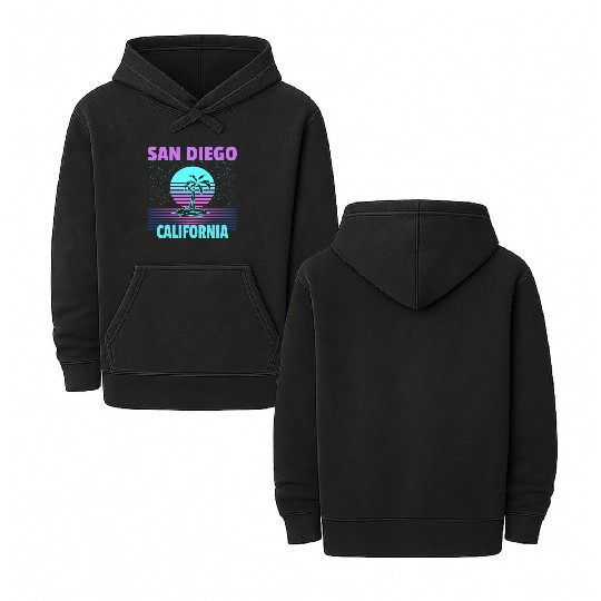 San Diego Vacation - Palm Tree Double Sided Mineral Wash Hoodies