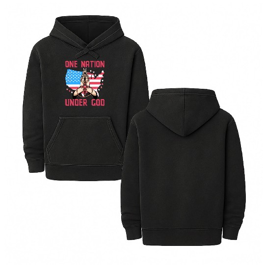 One Nation under God Double Sided Mineral Wash Hoodies