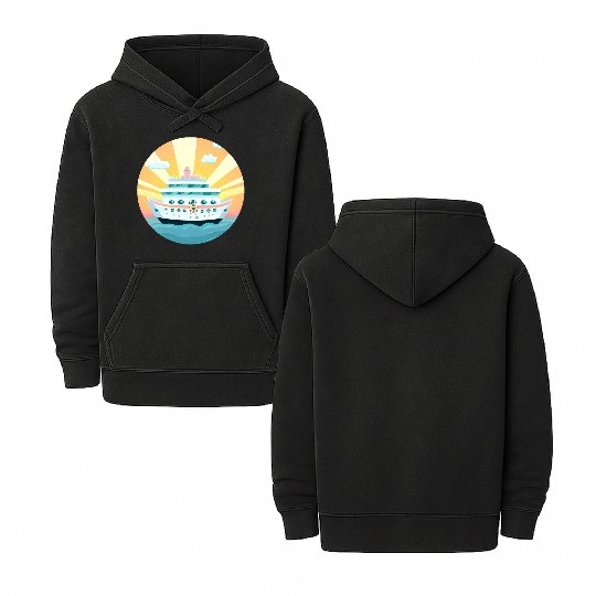 Cruise Ship at Sunset - Dream Voyage Design Double Sided Mineral Wash Hoodies