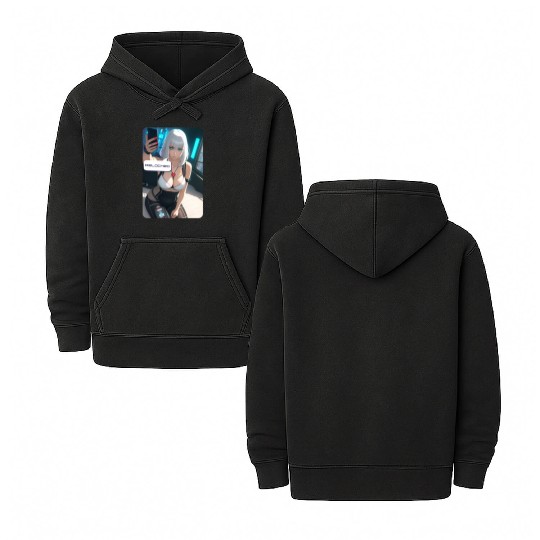 Cyberpunk Waifu Influencer Design 1 Double Sided Mineral Wash Hoodies