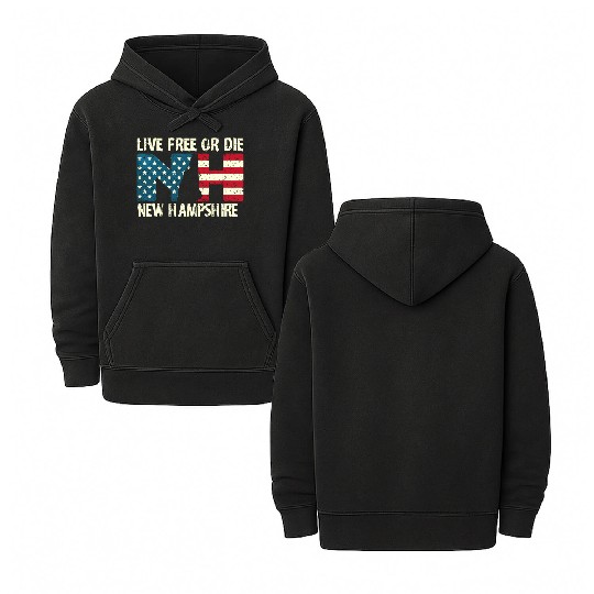 New Hampshire Patriotic Live Free Or Die Product Double Sided Mineral Wash Hoodies