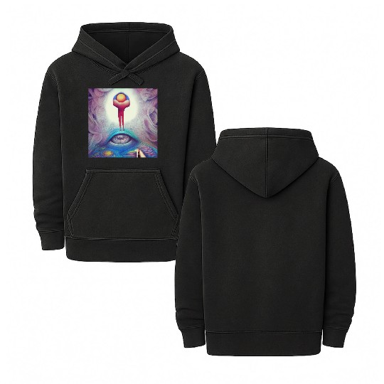 Psychedelic imagination Who am I, where am I? Double Sided Mineral Wash Hoodies