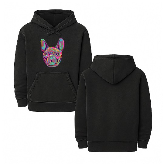 French Bulldog Frenchie head Pop art style Double Sided Mineral Wash Hoodies