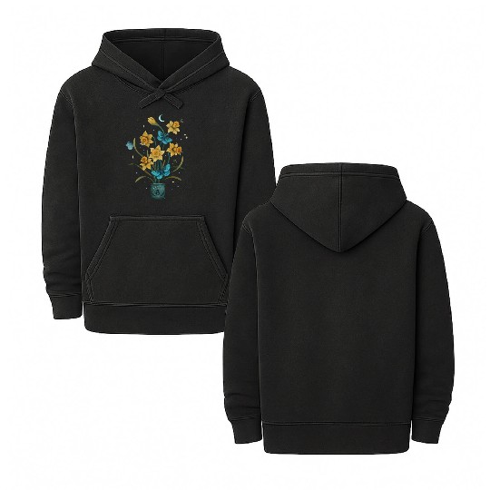 Daffodil March Flower Double Sided Mineral Wash Hoodies