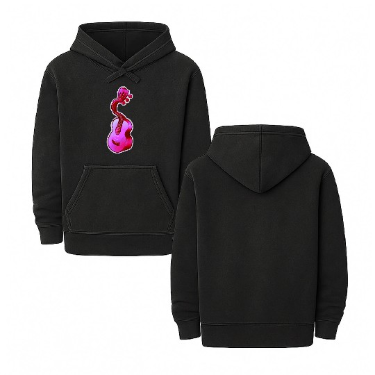 Psychedelic Pink Acoustic Guitar Double Sided Mineral Wash Hoodies