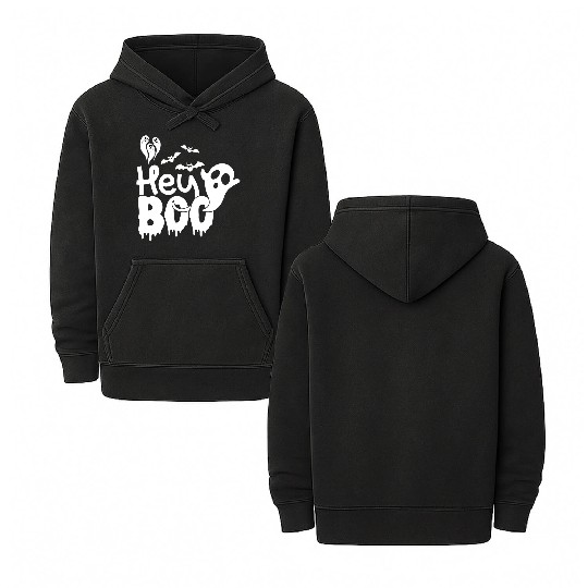 Hey Booo Spooky Ghost Double Sided Mineral Wash Hoodies