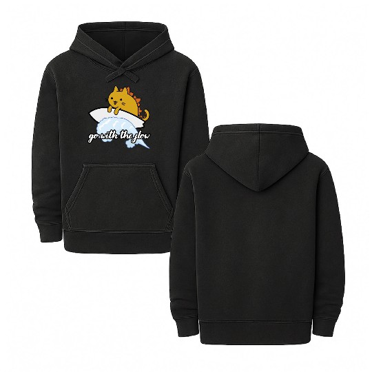 Catzilla Surfer Surf Lover Go With The Flow Double Sided Mineral Wash Hoodies