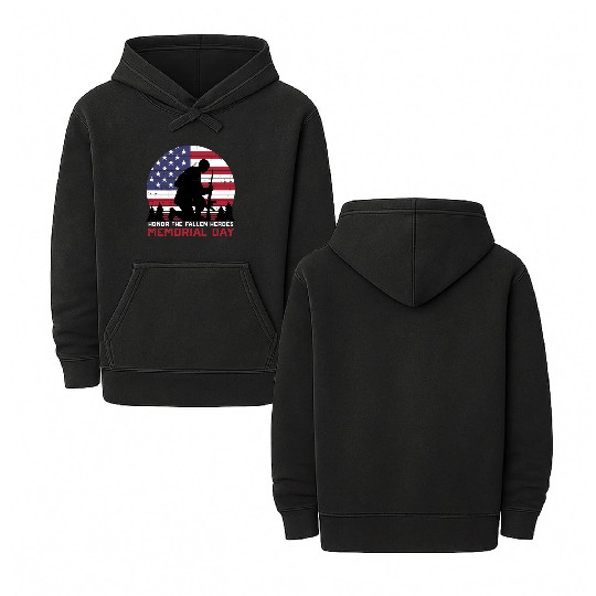 Honor The Fallen Heroes Memorial Day Us Flag Double Sided Mineral Wash Hoodies