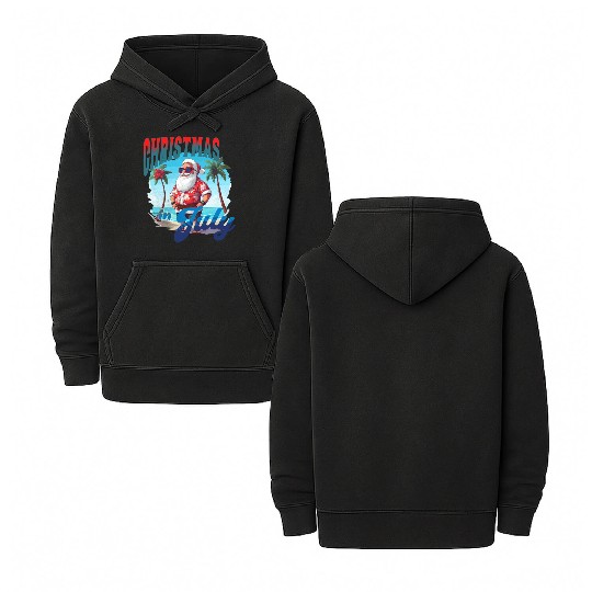 Santa at the Beach | Christmas In July Double Sided Mineral Wash Hoodies
