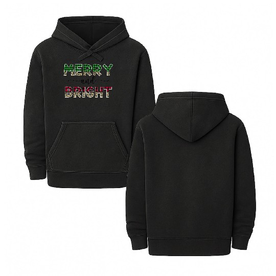 Merry and Bright Christmas Double Sided Mineral Wash Hoodies