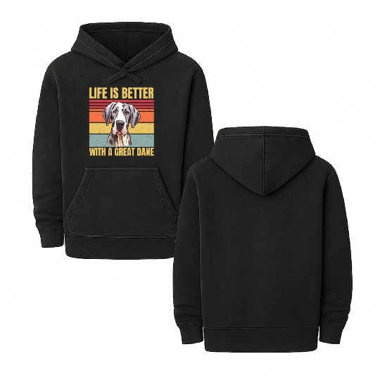 life is better with a great dane Double Sided Mineral Wash Hoodies