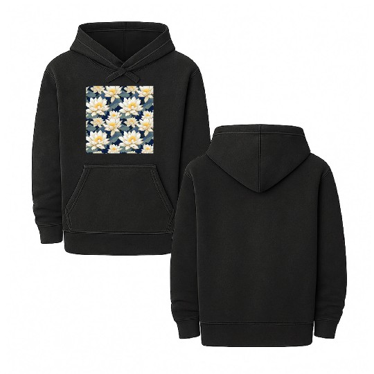 Serenity Blooms: Timeless Lotus Pattern Double Sided Mineral Wash Hoodies