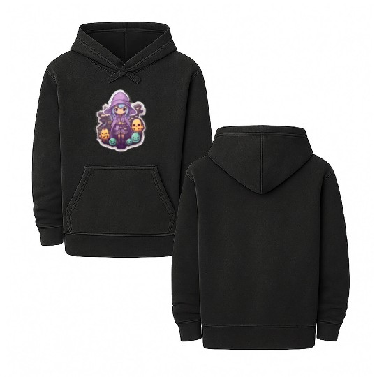 Cute Cartoonish Necromancer Summoning Friends Double Sided Mineral Wash Hoodies