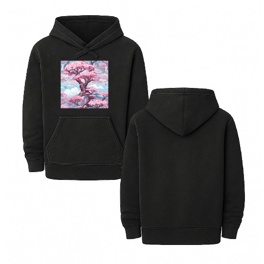 Anime Euphoria: Fantasy Cherry Blossom Dreamscape Double Sided Mineral Wash Hoodies