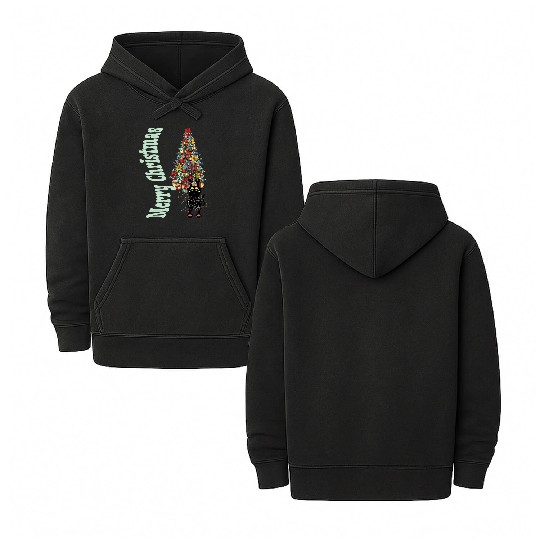 Cat Tangled In the Christmas Tree Lights Double Sided Mineral Wash Hoodies