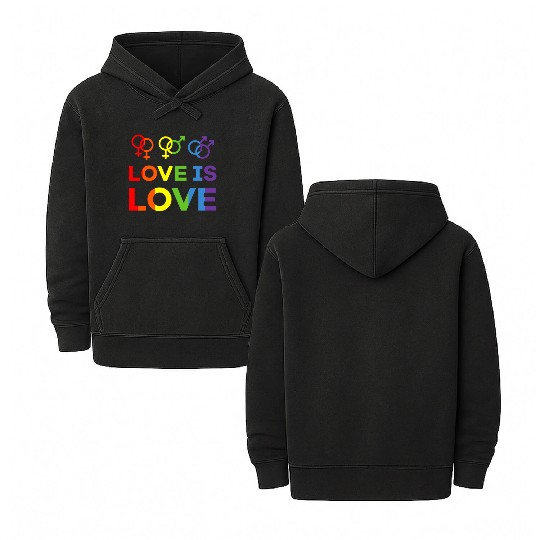 love is love Double Sided Mineral Wash Hoodies love rainbow gay lesbian lgbt