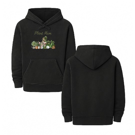 plant mom; pot plants; plants; green thumb; mom; Double Sided Mineral Wash Hoodies