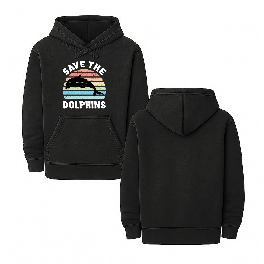 Save The Dolphins Double Sided Mineral Wash Hoodies