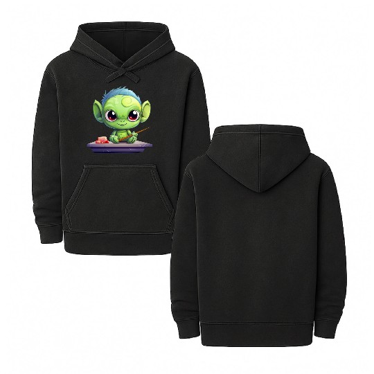 Alien Enjoying Sushi Double Sided Mineral Wash Hoodies
