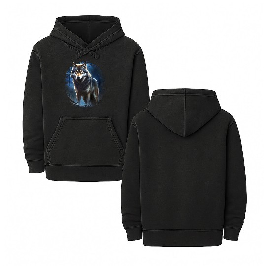 Wolf in the moonlight Double Sided Mineral Wash Hoodies