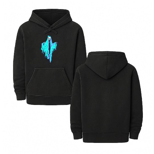 Horror Ghost Skeleton design Double Sided Mineral Wash Hoodies
