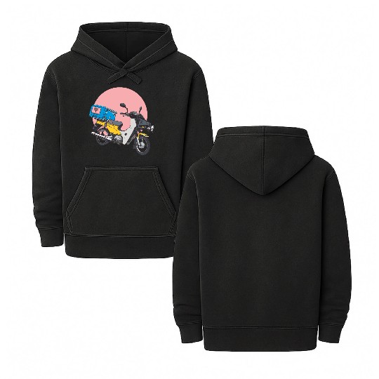colorful motorcycle Double Sided Mineral Wash Hoodies