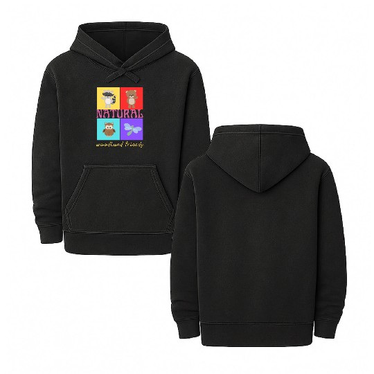 Natural woodland friends Double Sided Mineral Wash Hoodies