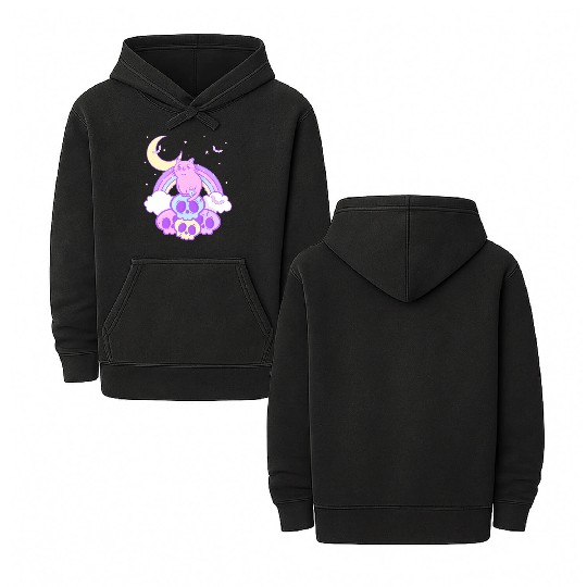 Pastel Goth Cat Skull Lover Cute Gothic Yami Double Sided Mineral Wash Hoodies