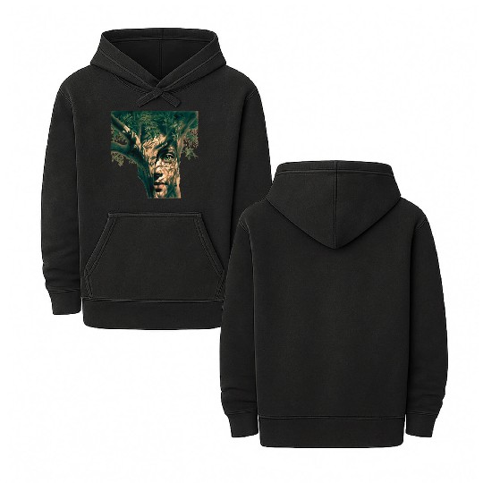 Olive tree and face Double Sided Mineral Wash Hoodies