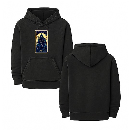 Dark Tarot Card Double Sided Mineral Wash Hoodies: Mystical Astrology