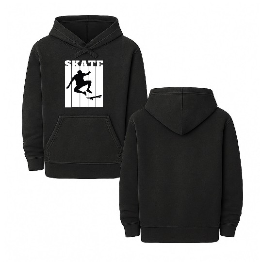 White Black Illustrated Skate Double Sided Mineral Wash Hoodies