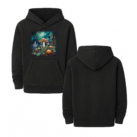 Full Moon Mushroom Nature Double Sided Mineral Wash Hoodies