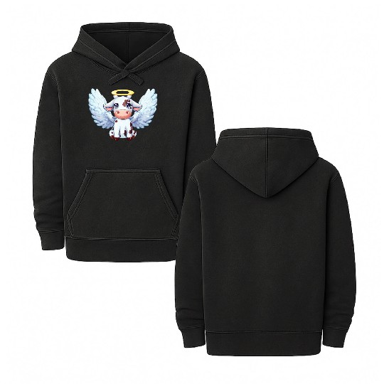 cow angel wings farm halo Double Sided Mineral Wash Hoodies