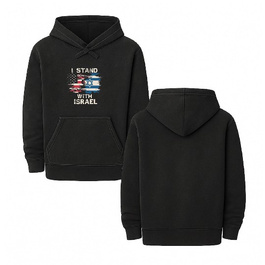 I Stand With Israel Patriotic Double Sided Mineral Wash Hoodies