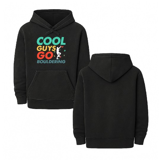 Cool Guys Go Bouldering Climbing Boulder Double Sided Mineral Wash Hoodies