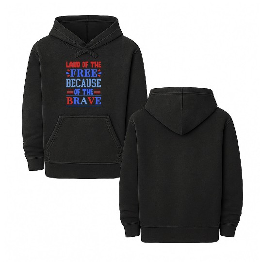 land of the free because of the brave 01 Double Sided Mineral Wash Hoodies