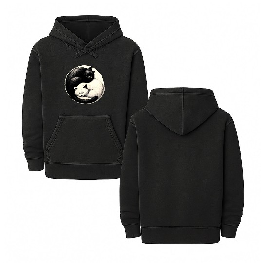 Yin and yang cats sleeping Double Sided Mineral Wash Hoodies