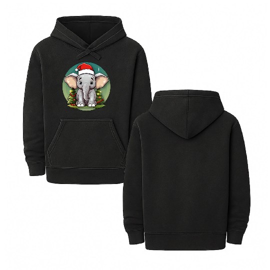 Elephant Christmas Double Sided Mineral Wash Hoodies