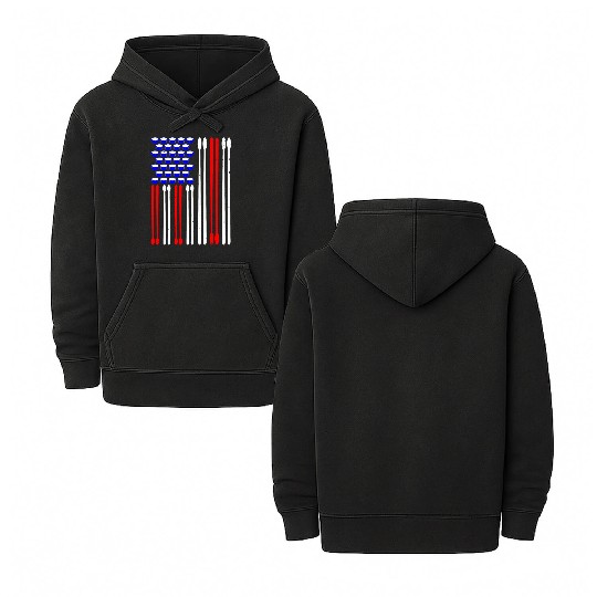 Druming Drummer usa flag for 4th of july Double Sided Mineral Wash Hoodies